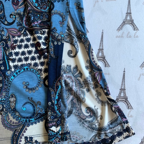 LAURA PETITES BLUE AND WHITE PATTERNED LONG SKIRT WOMENS SIZE M - Picture 4 of 5